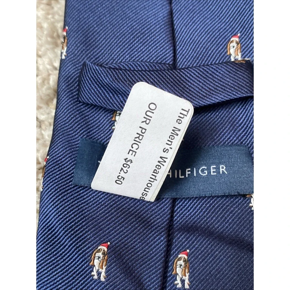 Tommy Hilfiger‎ Men's Navy Blue Holiday Dog Necktie Christmas Novelty Tie